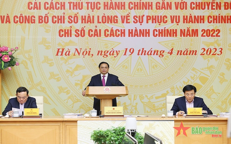 Thủ tướng Chính phủ Phạm Minh Chính chủ trì Phiên họp thứ tư Ban chỉ đạo cải cách hành chính của Chính phủ. Ảnh: Dương Giang