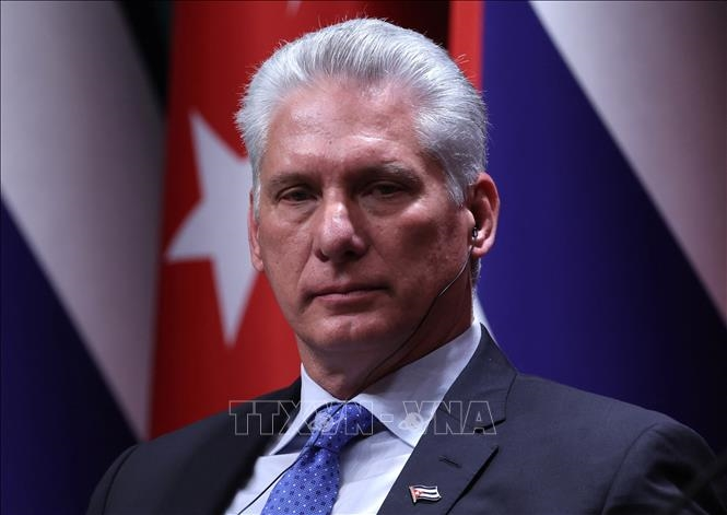 Chủ tịch Cuba Miguel Diaz-Canel trong cuộc họp báo chung với Tổng thống Thổ Nhĩ Kỳ Recep Tayyip Erdoğan nhân chuyến thăm Ankara, ngày 23-11-2022. Ảnh tư liệu: AFP/TTXVN