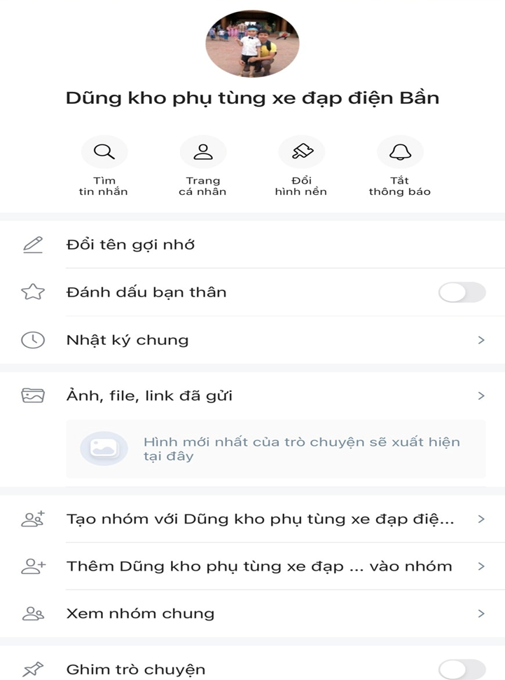 Tài khoản Zalo sử dụng bán hàng