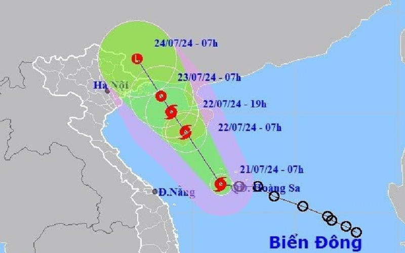 Dự báo vị trí và đường đi của bão số 2.