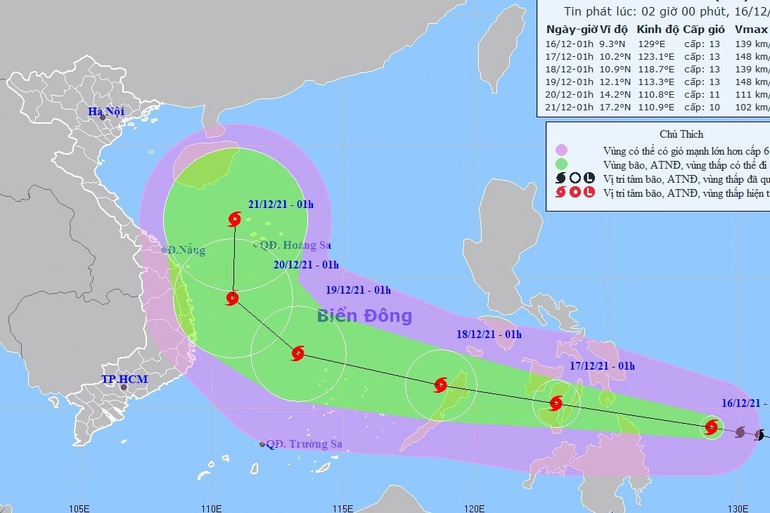 Bão Rai mạnh cấp 13 sắp vào Biển Đông