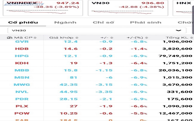 Nhiều nhà đầu tư bán tháo, hơn 100 cổ phiếu lao dốc kịch sàn