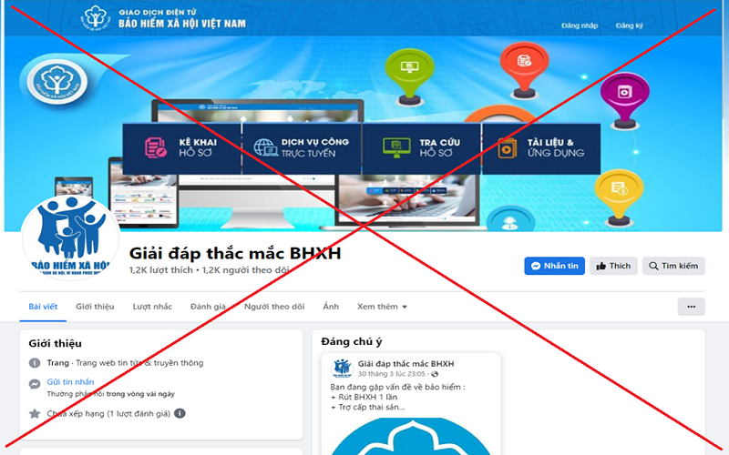 Cảnh báo về việc tiếp tục xuất hiện FanPage giả mạo cơ quan Bảo hiểm xã hội Việt Nam để lừa đảo, chiếm đoạt tài sản của người dân