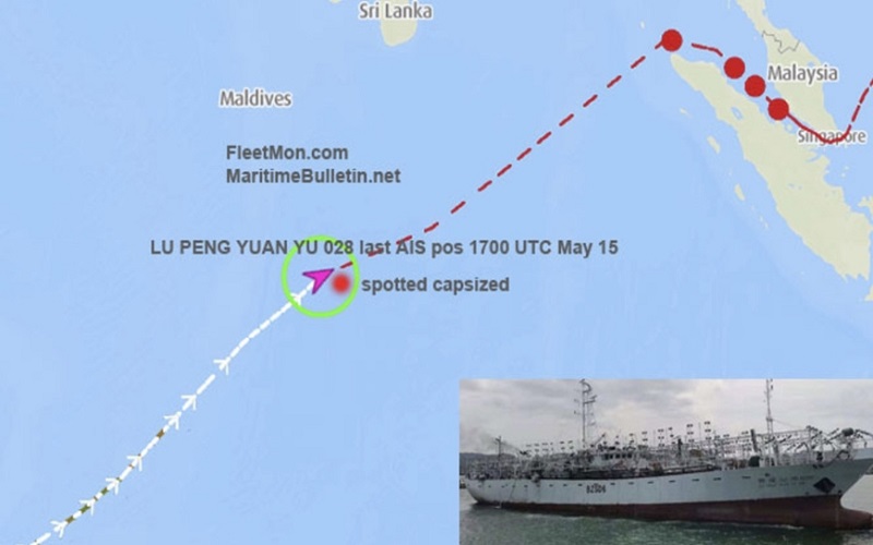 Lật tàu đánh cá của Trung Quốc, 39 người mất tích