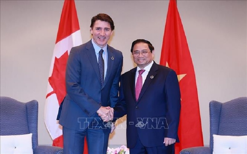 Thủ tướng Phạm Minh Chính gặp Thủ tướng Canada Justin Trudeau