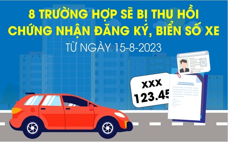 8 trường hợp sẽ bị thu hồi chứng nhận đăng ký, biển số xe từ ngày 15-8-2023