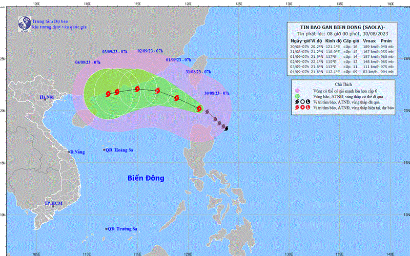 Ngoài bão Saola, khả năng xuất hiện 1-2 cơn bão ở Biển Đông trong tháng 9