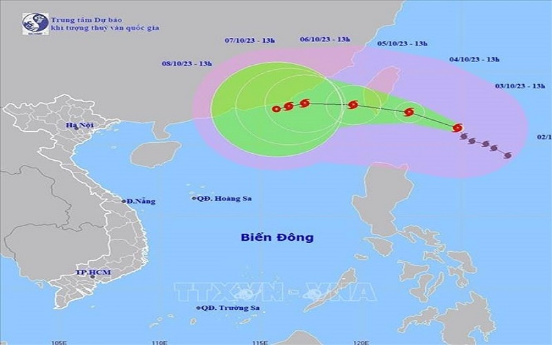 Bão KOINU di chuyển theo hướng Tây Bắc với tốc độ khoảng 10km/giờ