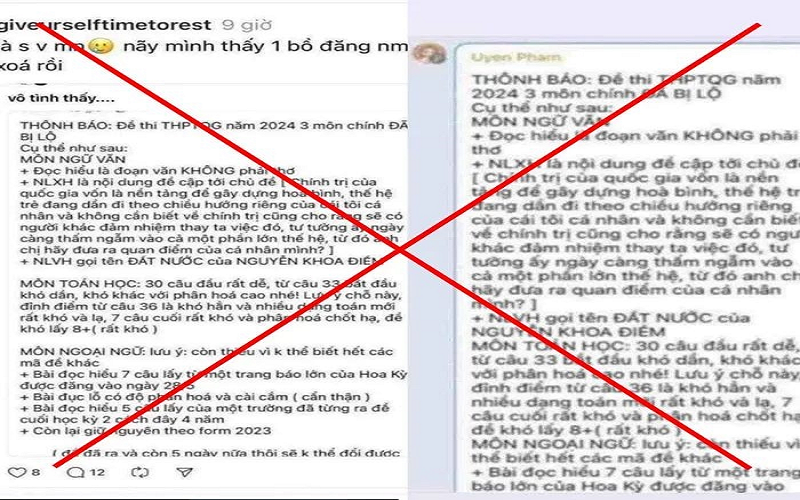 Xác minh đối tượng đăng thông tin sai sự thật về lộ đề thi tốt nghiệp Trung học Phổ thông 2024