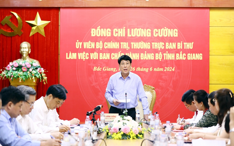 Thường trực Ban Bí thư Lương Cường làm việc với Ban Chấp hành Đảng bộ tỉnh Bắc Giang