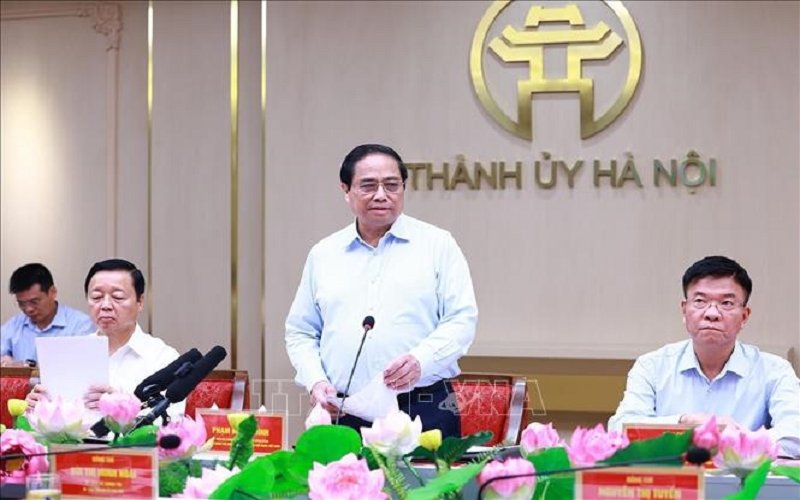 Thủ tướng Phạm Minh Chính làm việc với Ban Thường vụ Thành ủy Hà Nội