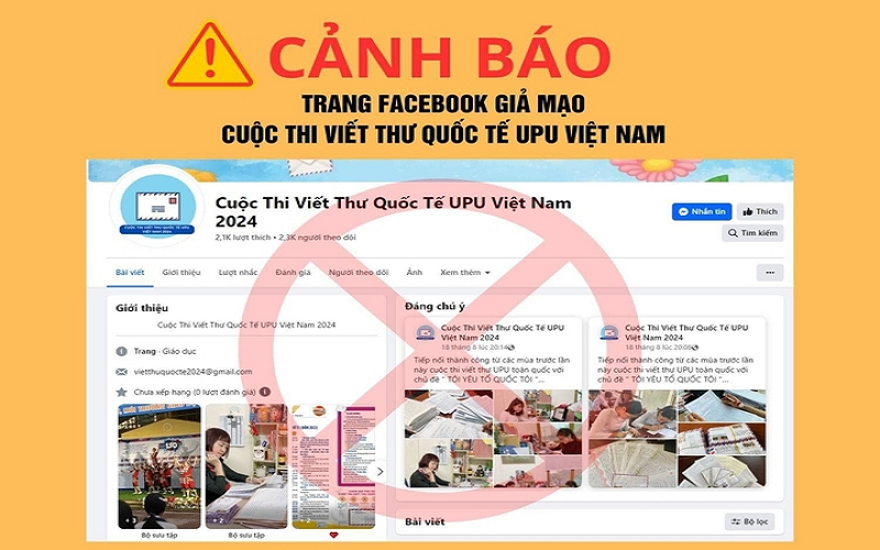 Cảnh báo về trang fanpage giả mạo Cuộc thi Viết thư quốc tế UPU tại Việt Nam