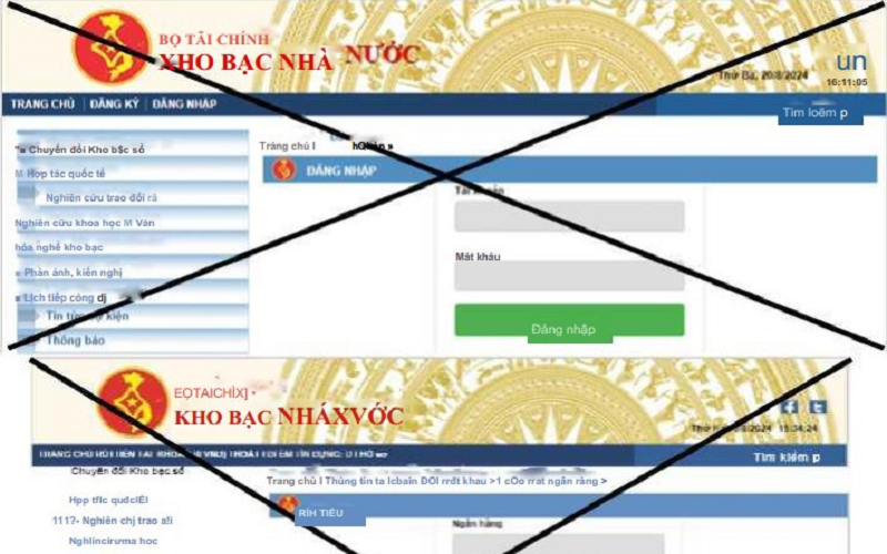 Kho bạc Nhà nước bị giả mạo website để lừa đảo