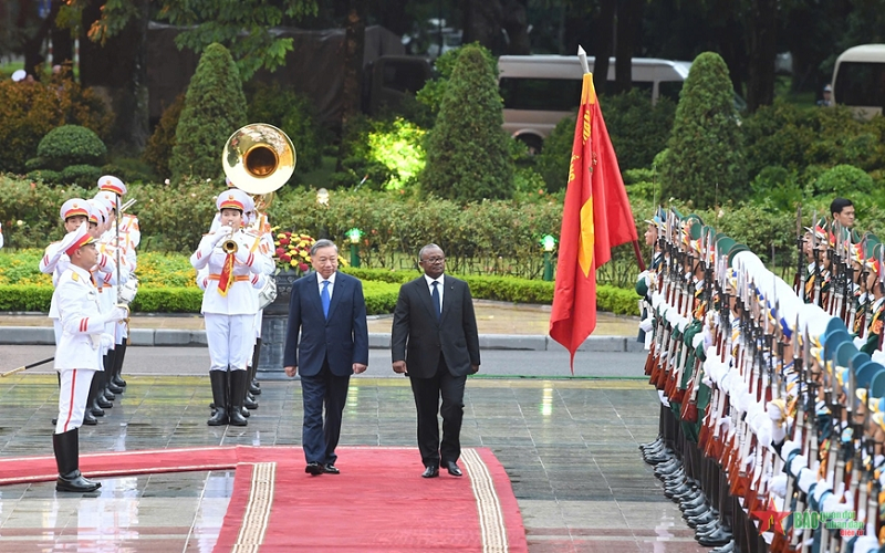 Tổng Bí thư, Chủ tịch nước Tô Lâm chủ trì lễ đón Tổng thống Guinea-Bissau và Phu nhân thăm chính thức Việt Nam