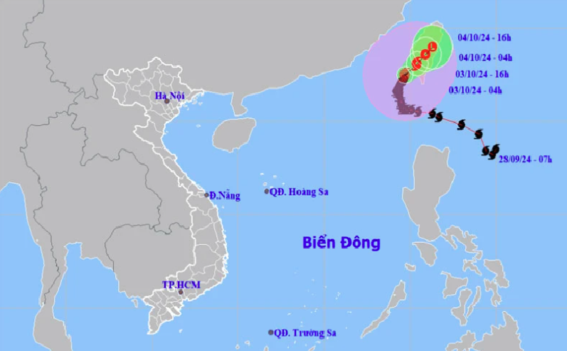 Bão số 5 giật cấp 12, đang nằm trên vùng biển của đảo Đài Loan (Trung Quốc)