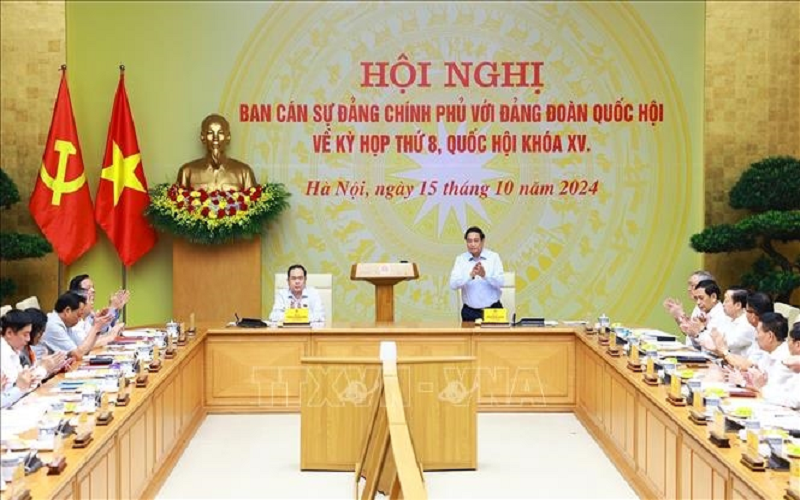 Thủ tướng Phạm Minh Chính và Chủ tịch Quốc hội Trần Thanh Mẫn đồng chủ trì Hội nghị chuẩn bị Kỳ họp thứ tám