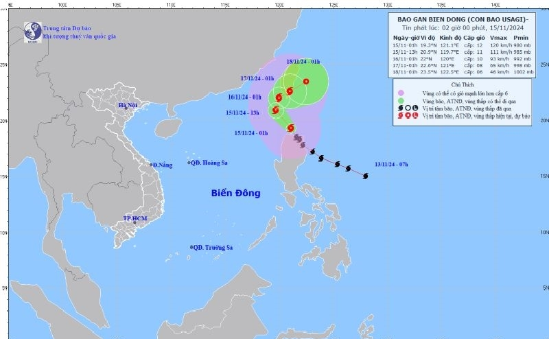 Vùng áp thấp do bão số 8 tiếp tục suy yếu và tan dần từ chiều 15-11