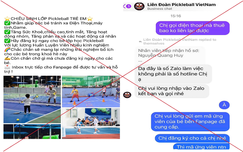 Cảnh báo các trang facebook giả mạo “Liên đoàn Pickleball Việt Nam” để lừa đảo chiếm đoạt tài sản