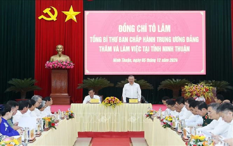 Tổng Bí thư Tô Lâm thăm và làm việc tại tỉnh Ninh Thuận