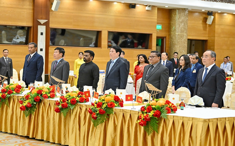 Chủ tịch nước Lương Cường chủ trì chiêu đãi cấp Nhà nước Tổng thống Sri Lanka
