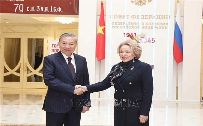 Tổng Bí thư Tô Lâm hội kiến Chủ tịch Hội đồng Liên bang Nga Valentina Matviyenko