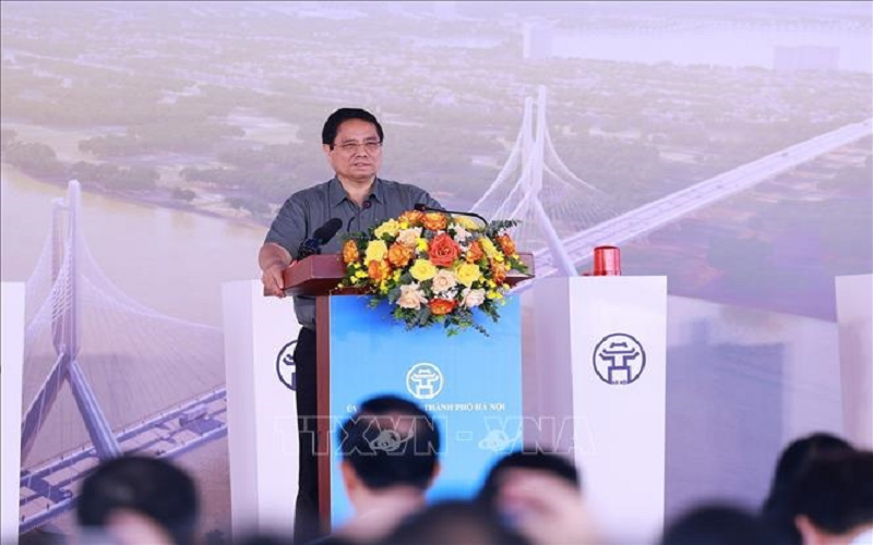 Thủ tướng Phạm Minh Chính phát lệnh khởi công xây dựng cầu Tứ Liên, Hà Nội