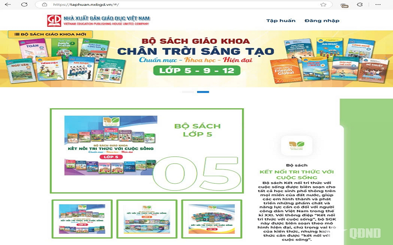 Hoàn thành cập nhật sách giáo khoa điện tử miễn phí trên trang taphuan.nxbgd.vn