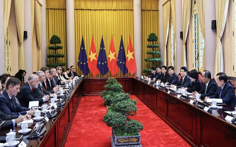Chủ tịch nước Lương Cường tiếp Đại sứ Liên minh châu Âu và Đại sứ các nước thành viên