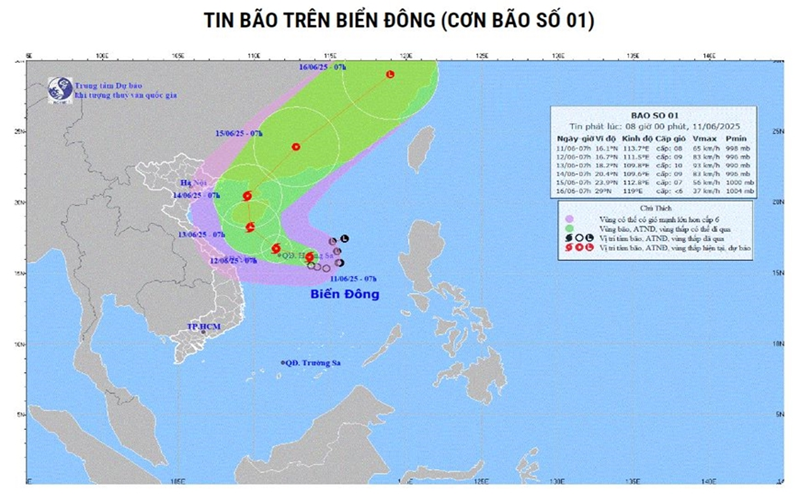 Áp thấp nhiệt đới đã mạnh lên thành bão - bão số 1 năm 2025