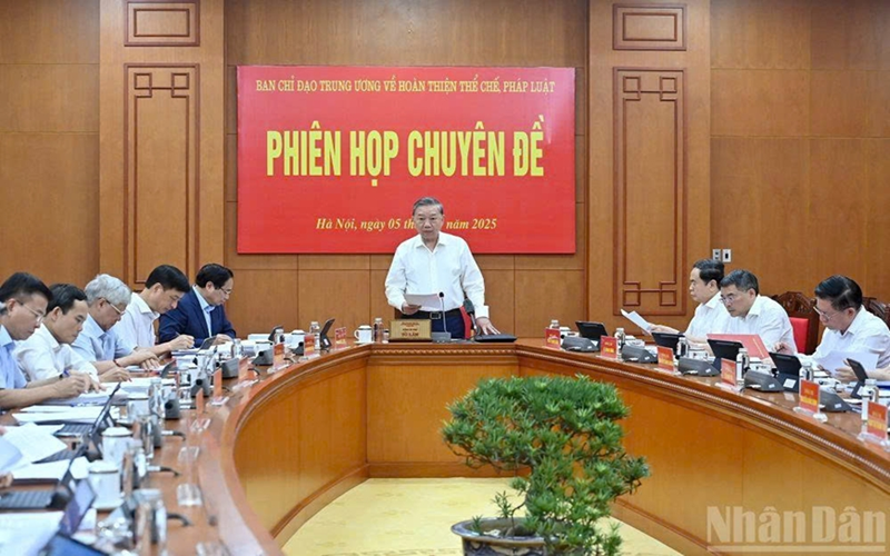 Tổng Bí thư Tô Lâm chủ trì phiên họp chuyên đề Ban Chỉ đạo Trung ương về hoàn thiện thể chế, pháp luật