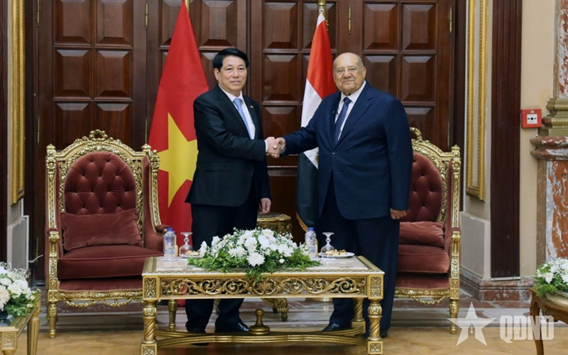 Chủ tịch nước Lương Cường hội kiến Chủ tịch Thượng viện Ai Cập Abdel-Wahab Abdel-Razeq