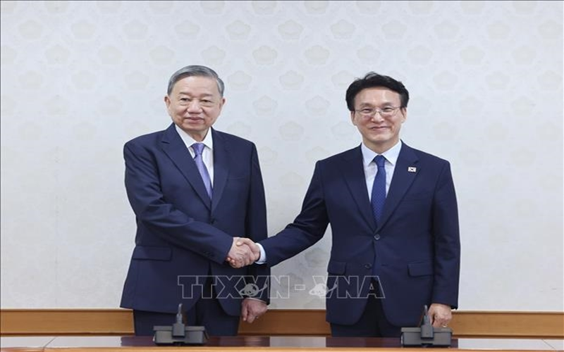 Tổng Bí thư Tô Lâm hội kiến Thủ tướng Hàn Quốc Kim Min Seok