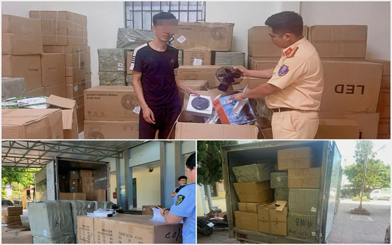 Hà Nội: Cảnh sát giao thông phát hiện xe tải chở gần 2.000 sản phẩm điện gia dụng không rõ nguồn gốc