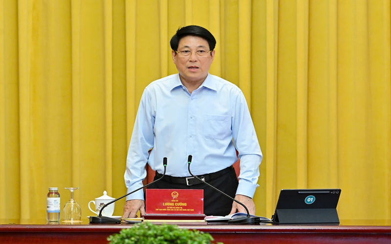 Chủ tịch nước Lương Cường làm việc với Văn phòng Chủ tịch nước triển khai nhiệm vụ tháng 10