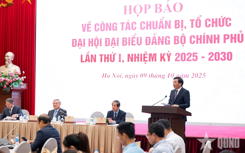 Đảng bộ Chính phủ sẽ tổ chức Đại hội đại biểu lần thứ I từ ngày 12 đến 13-10