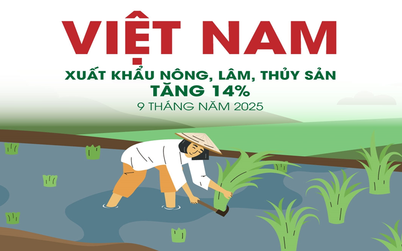 Xuất khẩu nông, lâm, thủy sản của Việt Nam tăng 14% trong 9 tháng năm 2025