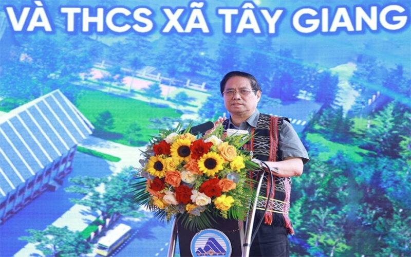 Thủ tướng Phạm Minh Chính dự Lễ khởi công trường học tại xã biên giới của Đà Nẵng
