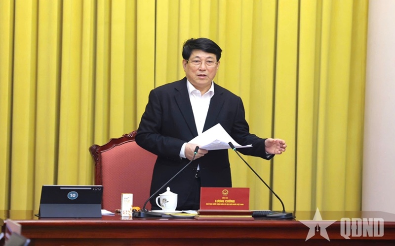 Chủ tịch nước Lương Cường làm việc với Văn phòng Chủ tịch nước triển khai các nhiệm vụ tổ chức Tết Nguyên đán