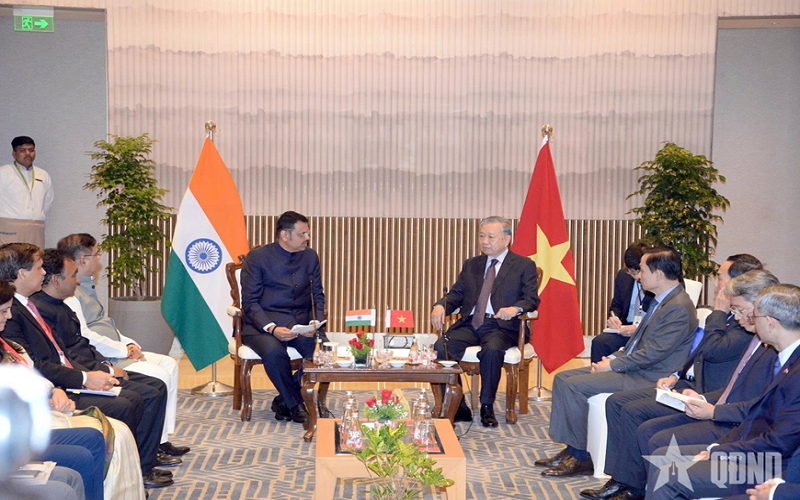 Tổng Bí thư, Chủ tịch nước Tô Lâm tiếp Thủ hiến bang Maharashtra Devendra Fadnavis