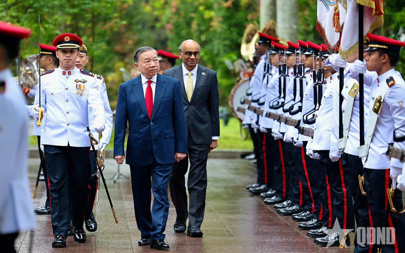 Lễ đón Tổng Bí thư, Chủ tịch nước Tô Lâm và Phu nhân thăm cấp Nhà nước Cộng hòa Singapore